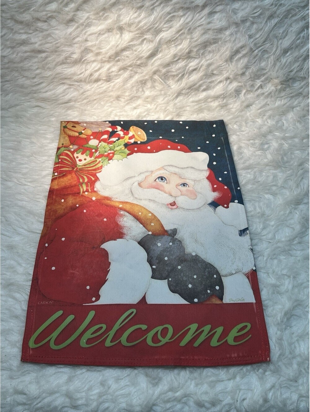 “Welcome” Santa Garden Flag: Carson Flag 13”x18”